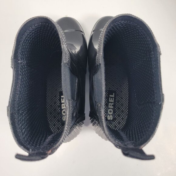 Sorel Women's Black Rubber Wedge Heel Rain Boots NL2526-010 US Size 8.5 - Picture 7 of 10